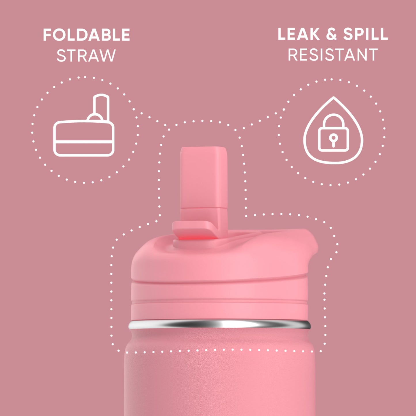 Hydrapeak Botella de agua aislada para niños de 14 onzas con tapa de popote, goma de mascar, 14 onzas, acero inoxidable, termo