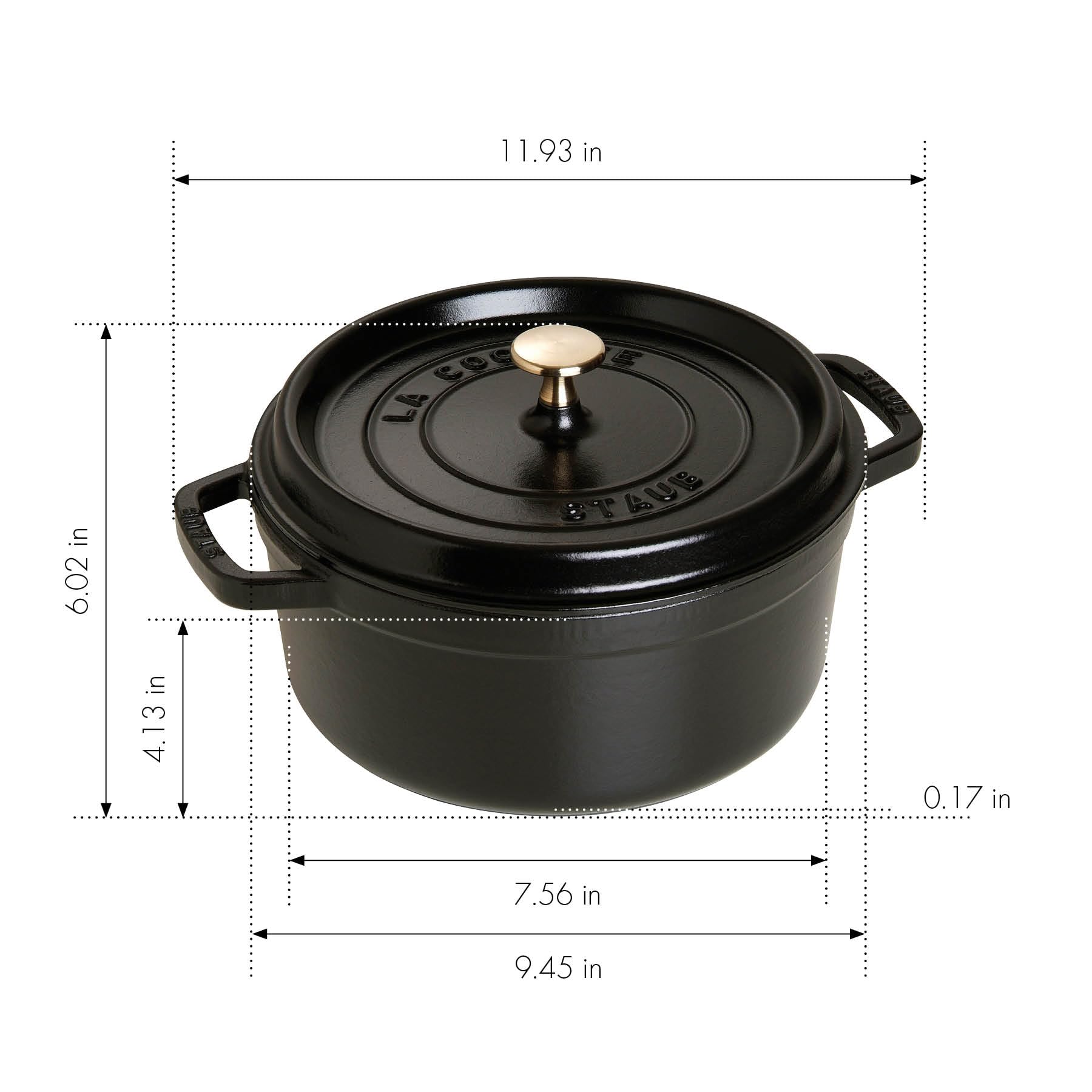 Staub 4-quart redondo Cocotte, Negro, 3.78 litros, 1