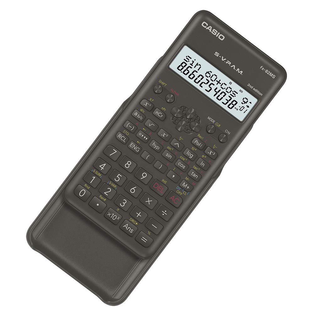 Casio FX-82MS-2-S-MH Calculadora Cientifica de 240 Funciones con Pantalla de 2 Lineas, Negro, Med