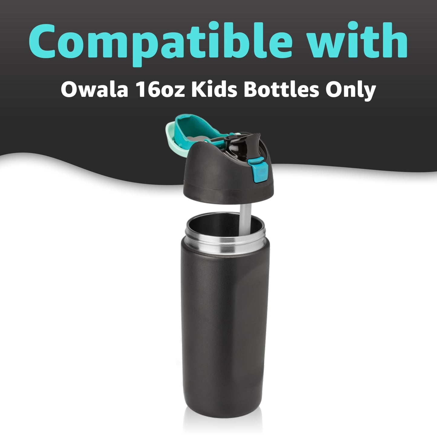 Jmoe USA - Pajitas para botella de agua Owala para niños de 16 onzas | Pajitas de plástico de repuesto diseñadas para Owala Kids botella de 16 onzas, paquete de 6 incluye cepillo para polvo de