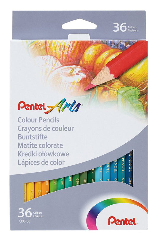 Lápices de Colores Pentel Arts Madera Resistentes Estuche 36 Piezas