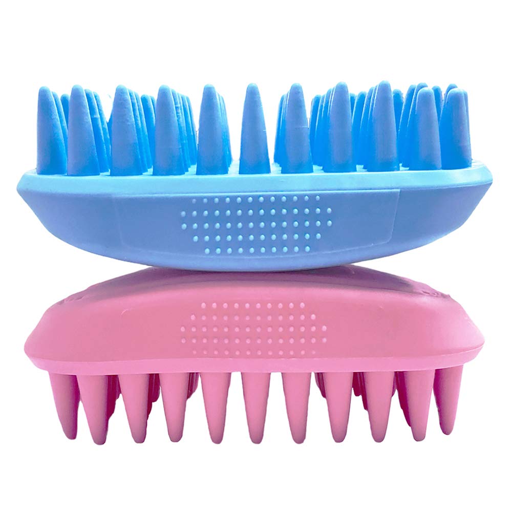 Cepillo de champú de silicona para mascotas para cabello largo y corto, mediano y grande, mascotas, perros, gatos, goma antideslizante para perros, gatos, mascotas, ratones, ducha, baño, cepillo de masaje (azul (nuevo))
