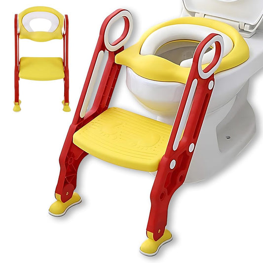 Asiento Entrenador para Inodoro Bañera para Bebe - Plegable Escalera para Baño Niños, Alfombra Suave de PVC Mejorada de Desmontable, Altura Ajustable, Antideslizante, Fácil de Limpiar (Azul y verde)
