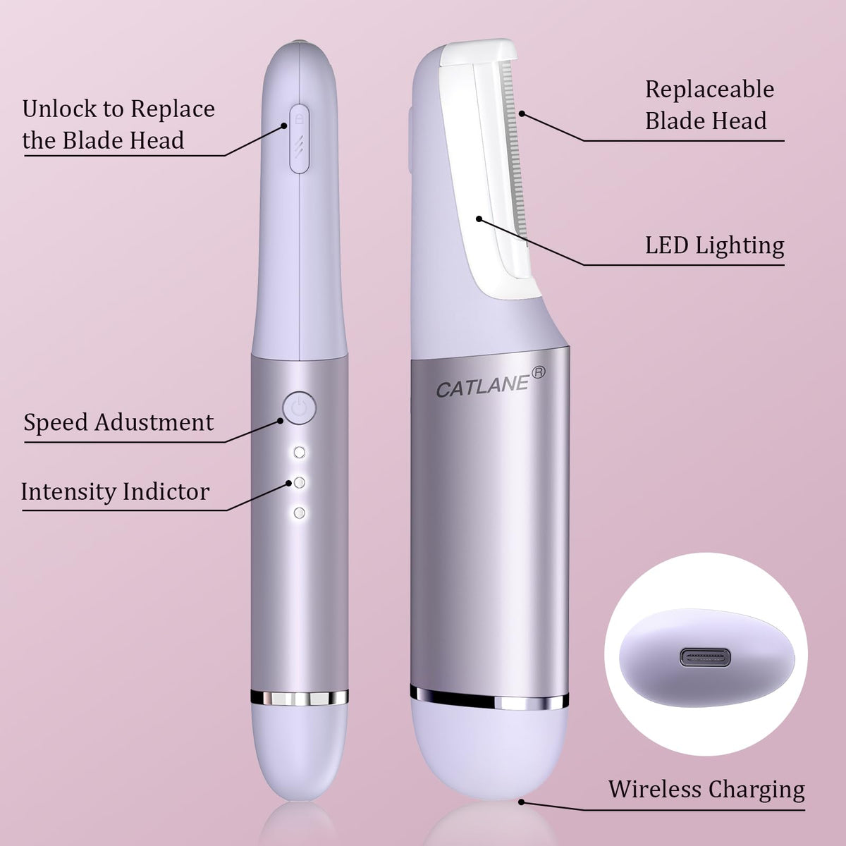 Dermaplane - Maquinilla de afeitar para cara de mujer, herramienta de dermatiamiento para cara, exfoliación suave y sistema de depilación con pelusa de melocotón con 10 cuchillas de dermaplaning