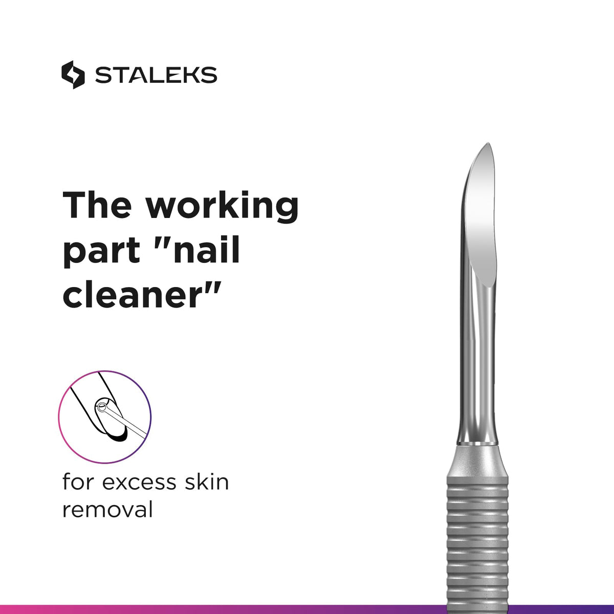 Staleks Empujador De Cutículas Y Limpiador De Uñas Pro Manicure Pusher Smart 51 Tipo 3 – Herramienta De Acero Inoxidable De Doble Punta