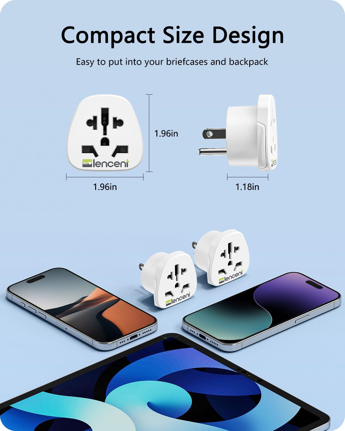 LENCENT 2X Adaptador de Enchufe del Mundo a los EE. UU., Convierte Enchufe de Europa/Reino Unido/Australia/China en Enchufe Americano