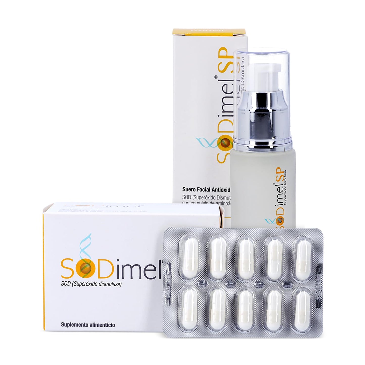 SODIMEL Pack Antioxidante: 60 Capsulas Antioxidantes + Suero Facial 30 Gr | Protección Contra Contaminación, Estrés Oxidativo, Rayos UV | Previene Daños Solares, Nutre e Hidrata la Piel