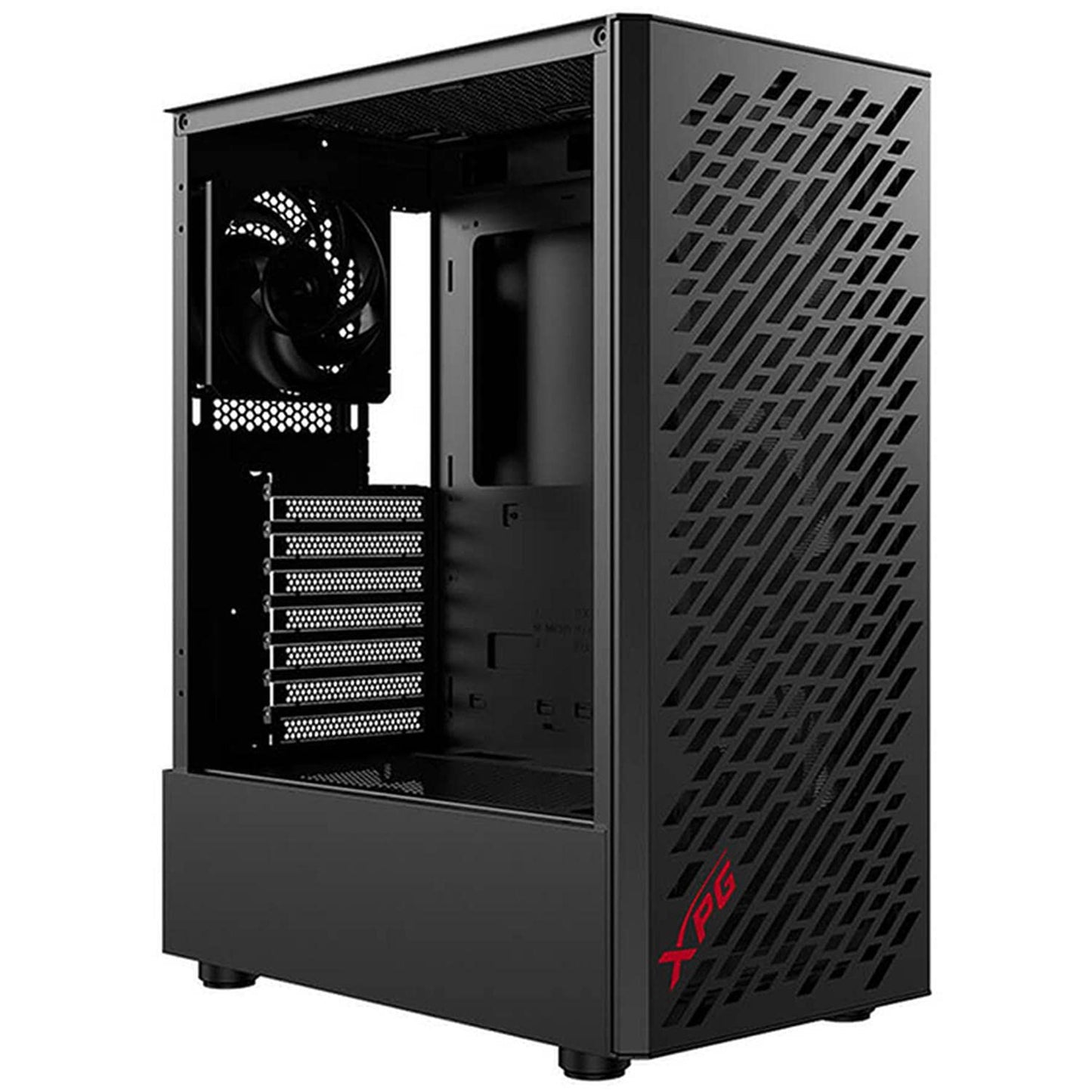 XPG Valor AIR - Chasis de torre media negra - El kit incluye 4 ventiladores Vento 120 | Mini-ITX, Micro-ATX, ATX PC Case | Vidrio templado de 3 mm | 7 ranuras PCIe - 2 bandejas HDD/SSD de 2.5 pulgadas
