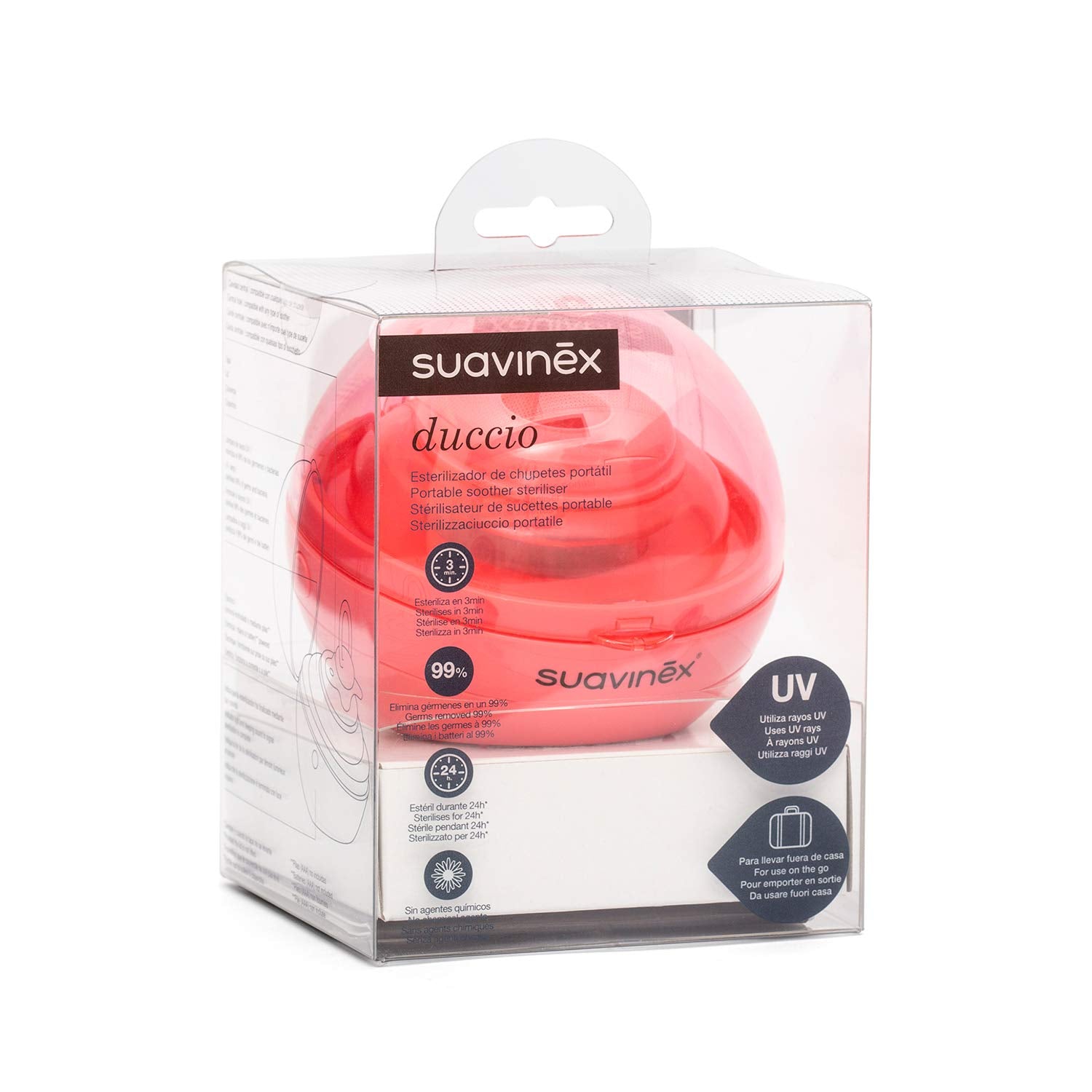 Esterilizador de Chupones Suavinex Rosa Portátil