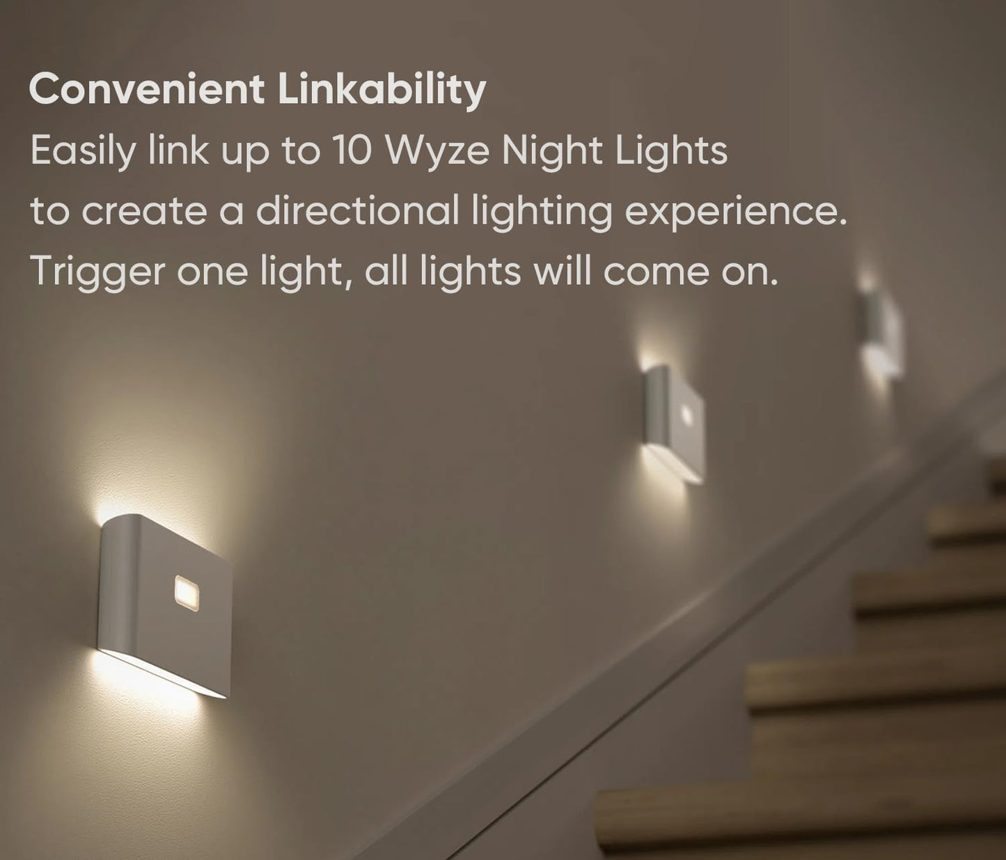 Luces Nocturnas WYZE Blancas Cálidas Con Sensores de Movimiento y Anochecer, Enlazables y Magnéticas, Paquete de 3