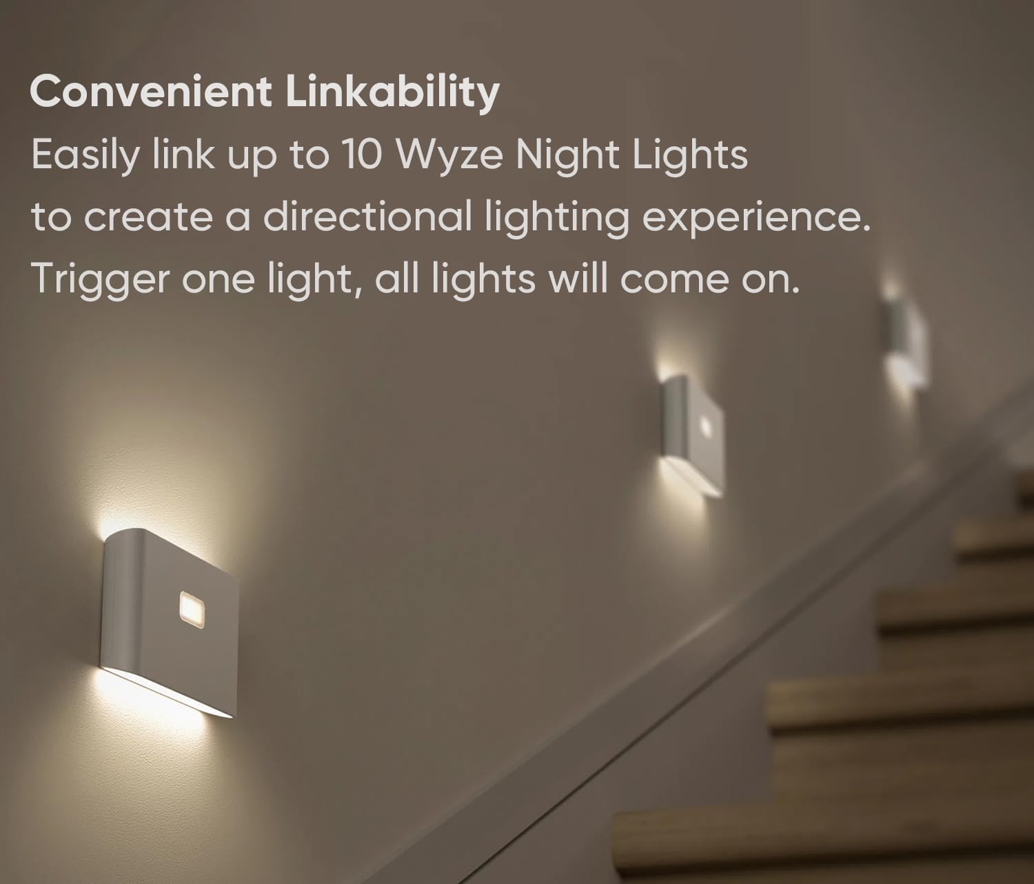 Luces Nocturnas WYZE Blancas Cálidas Con Sensores de Movimiento y Anochecer, Enlazables y Magnéticas, Paquete de 3
