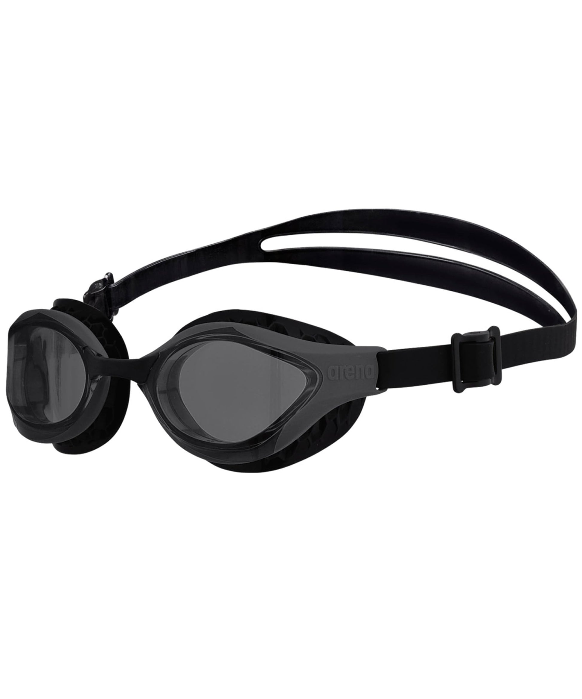ARENA - anteojos de natación unisex para adultos con ondas de aire, antivaho, para hombres y mujeres, con sellos acolchados, comodidad superior, lentes sin espejo, humo/negro
