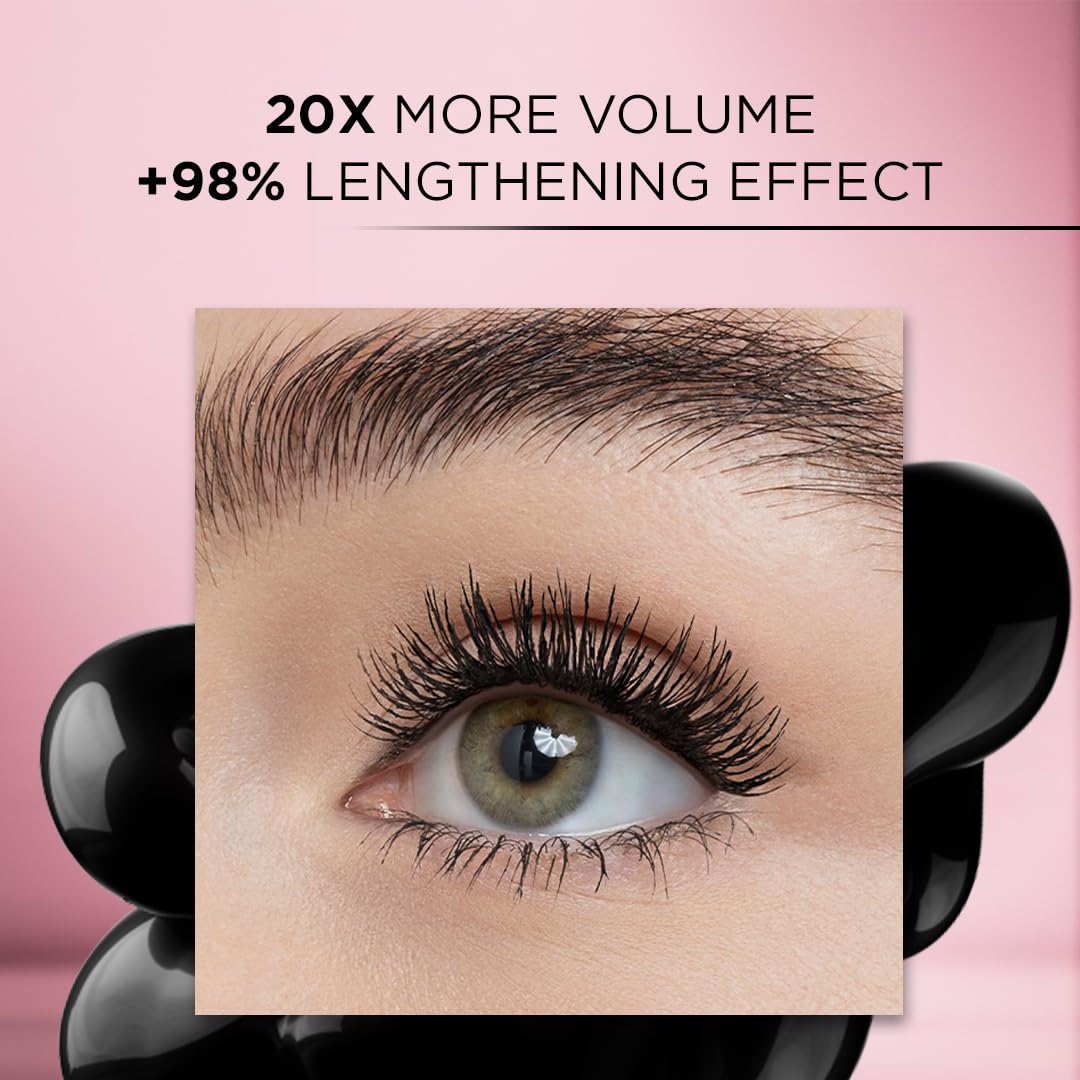 L'Oreal Paris Makeup Lash Paradise Mascara, Voluptuous Volume, Intense Length, Feathery Soft Full Lashes, No Smudging, No Clumping, Mystic Black, 0.28 fl. oz, Pack of 2