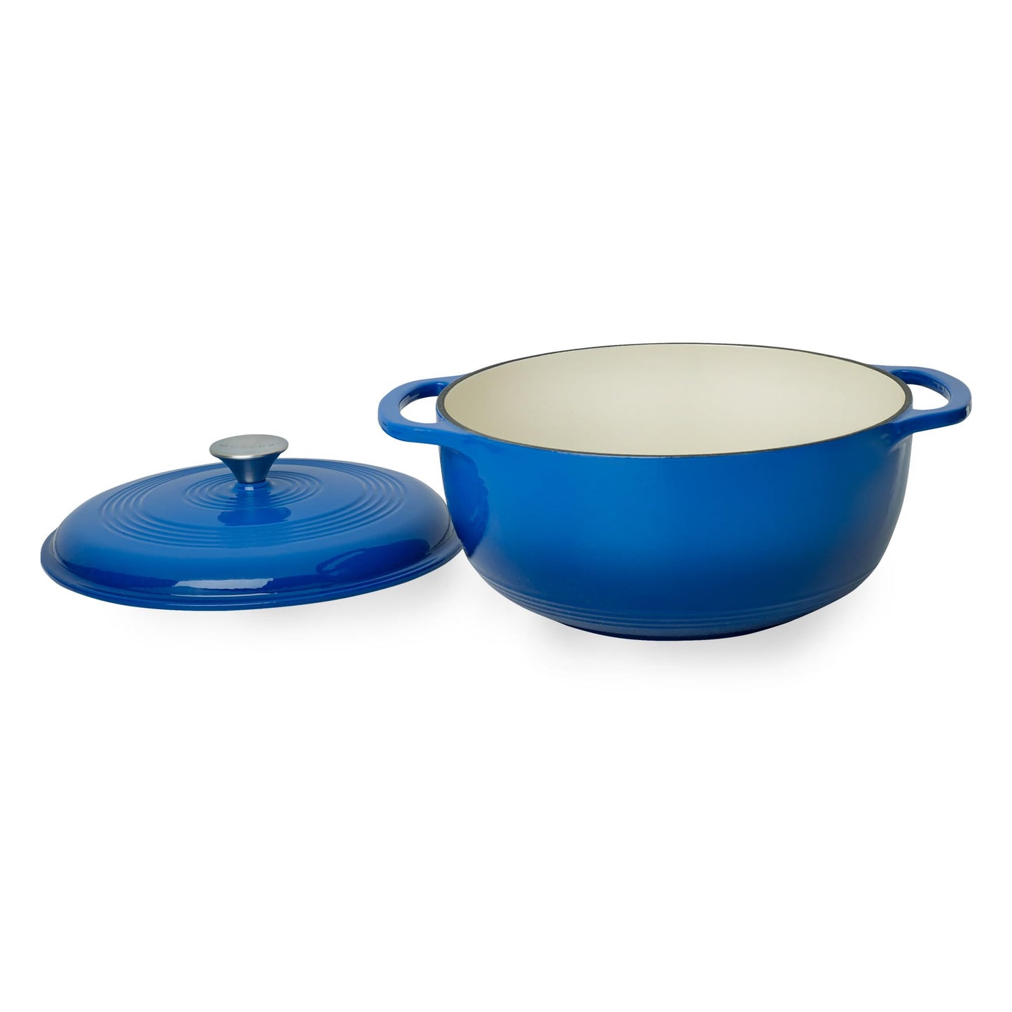 Mercer Culinary Horno holandés redondo de hierro fundido esmaltado, 6 cuartos de galón, azul marino