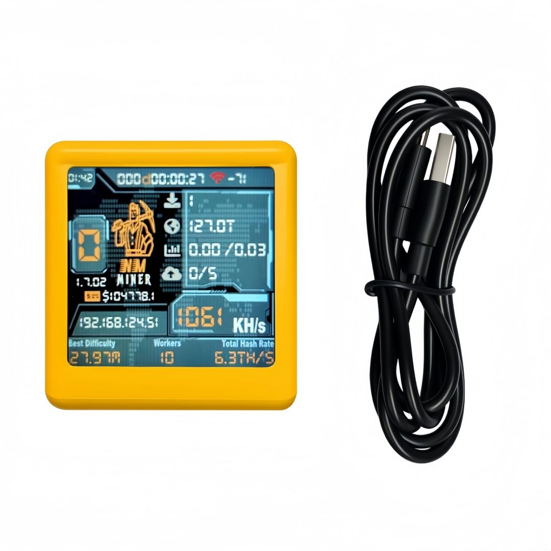 NM-TV 154 - ESP32 TFT Bitcoin Solo Lottery Miner 1.54 pulgadas Smart Gift Pequeño TV Reloj de Escritorio 1060 KH/s Hashrate