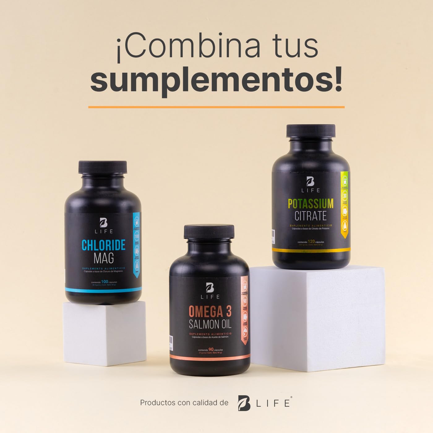 Cloruro de Magnesio 500 mg | 100 Cápsulas Ingredientes naturales. Chloride Mag B Life.