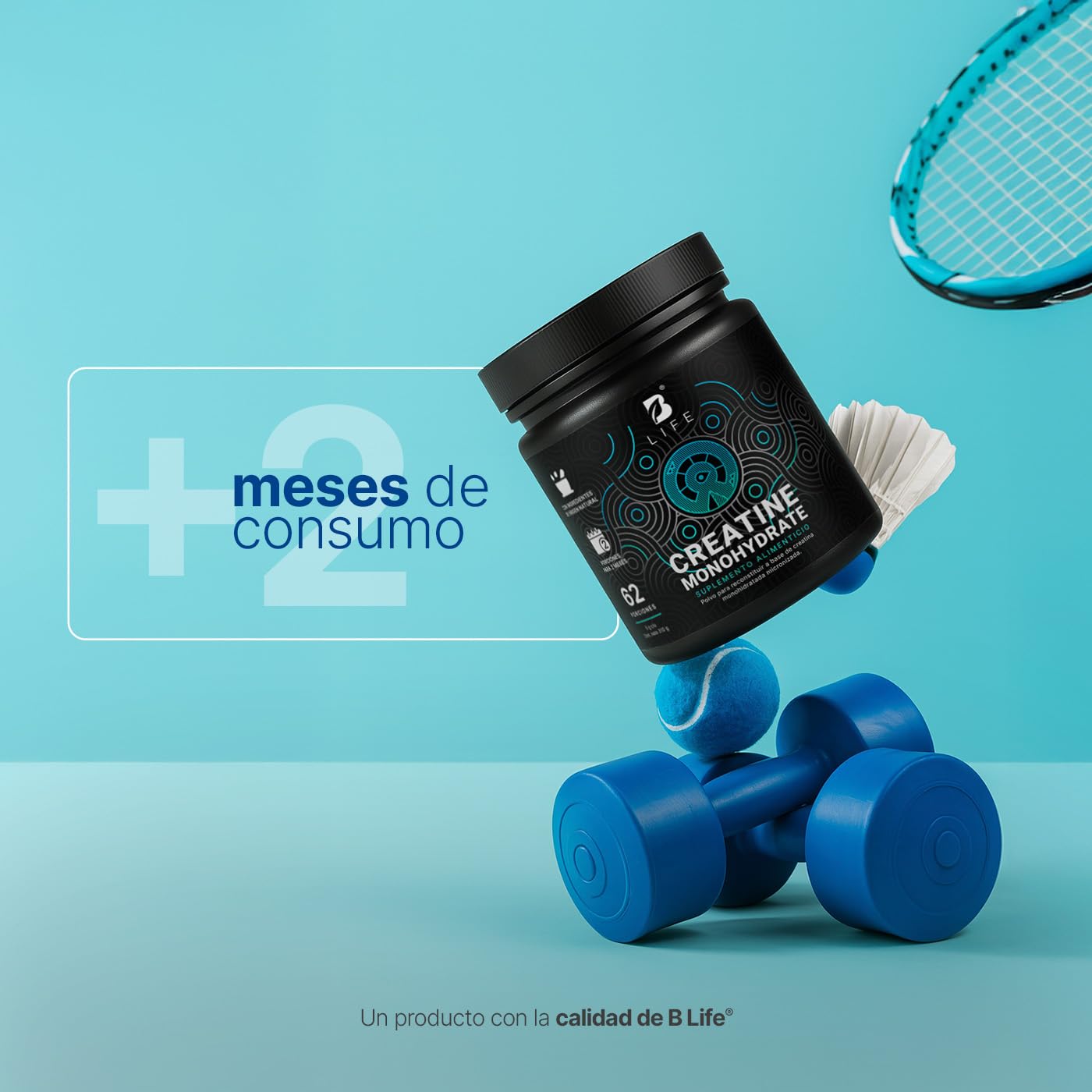 B Life Creatina Monohidratada 310 g en polvo | 62 Servicios | 5 g por porción | Alta Pureza | Creatine Monohydrate.