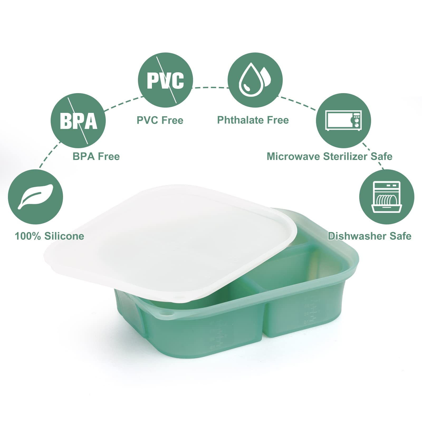 haakaa Bandeja de silicona para alimentos para bebés, 4 meses + bebé niño, Molde de comida casera para bebés, Bandeja congeladora de alimentos frescos para bebés, Bandeja de cubitos de hielo