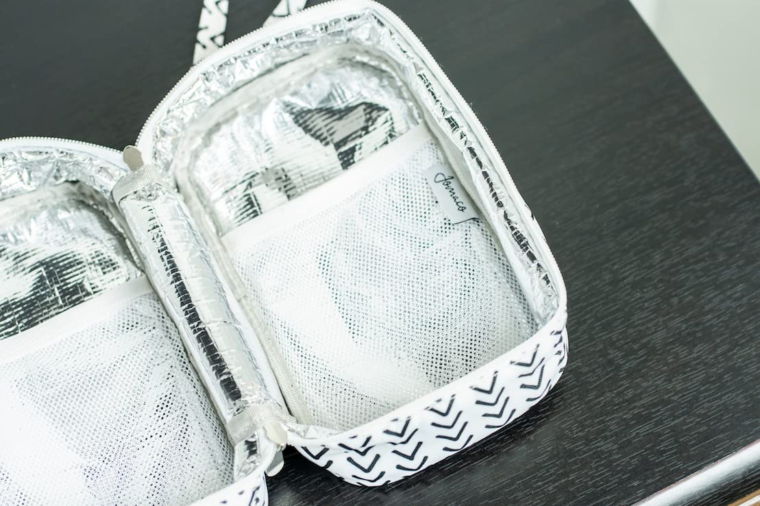 Bolsa enfriadora de leche materna con bolsa de hielo, bolsa de viaje aislada para enfriar leche materna, pequeña bolsa de almacenamiento de leche materna con correa de muñeca desmontable