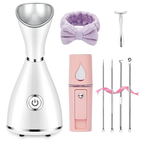 Seneryla - Vaporizador facial para cara, vaporizador facial para limpieza profunda facial, set de nano misterio para senos paranasales, desobstruye los poros, spa en casa, cuidado de la piel