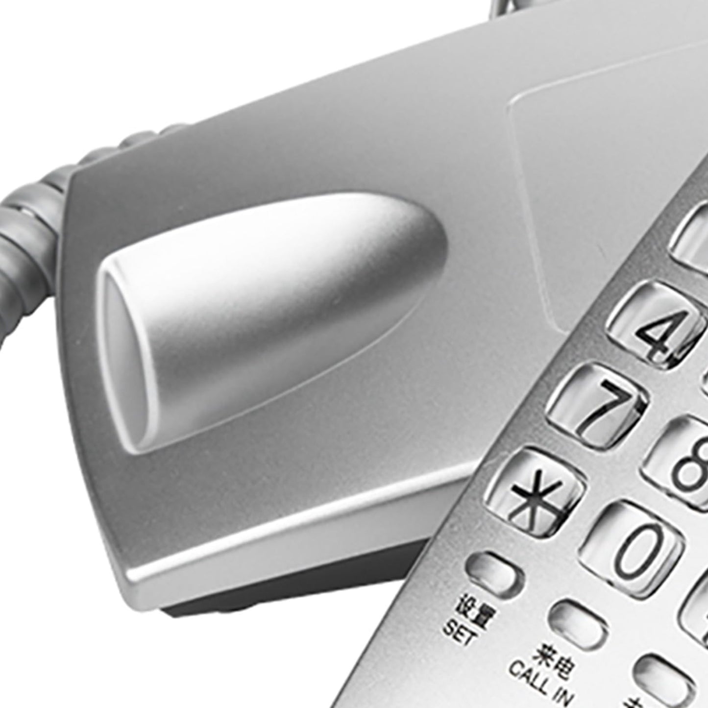 Teléfono Fijo,Teléfono FSK/DTMF Identificador de Llamadas, Teléfono con Cable, Teléfono Puesto en Línea Fija, Teléfono de Extensión de Moda para Casa(Plata)
