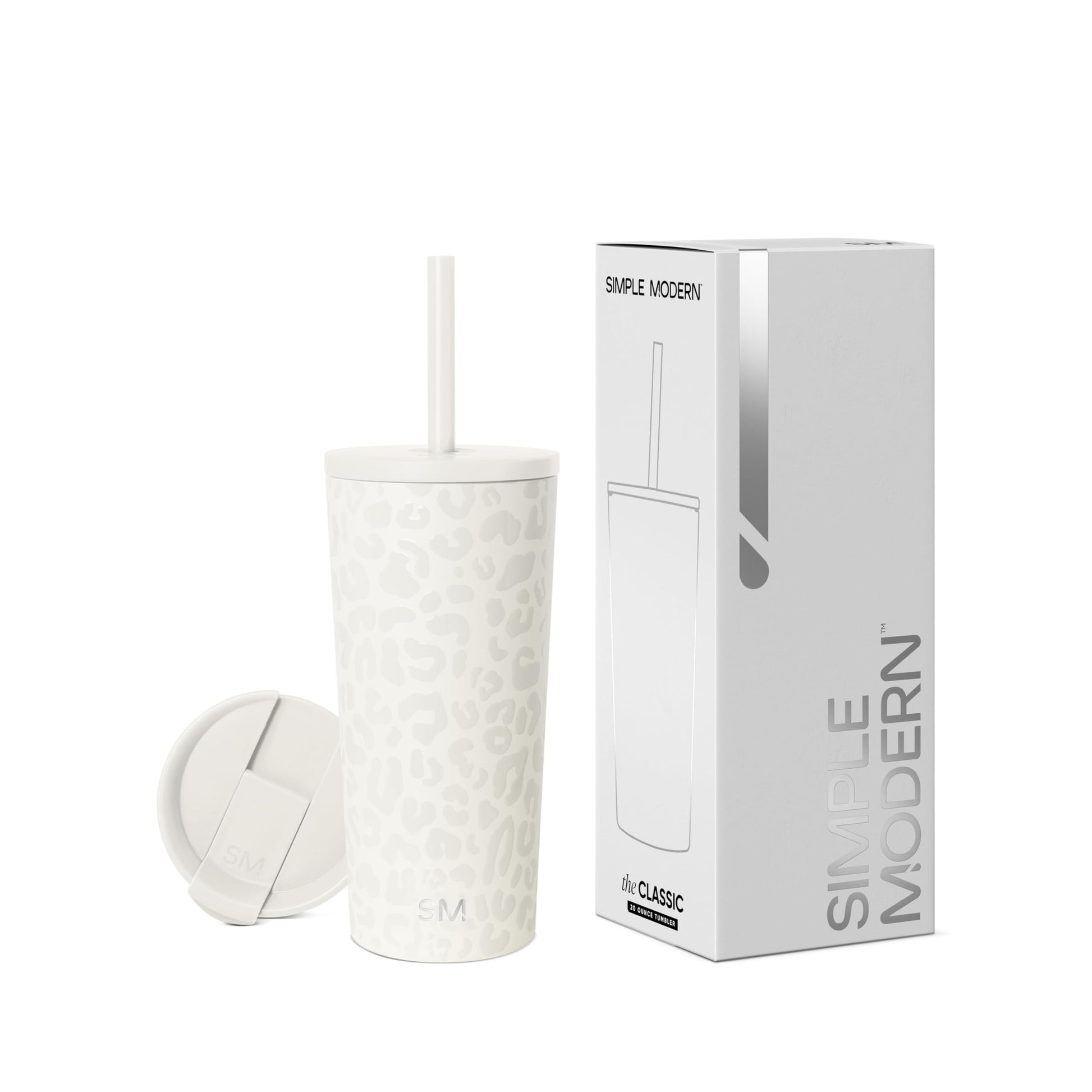 Vaso Aislado Simple Modern Cream Leopard para Viaje 590ml