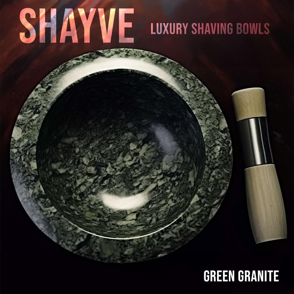 ShayVe - Cuenco de afeitar para jabón y crema de afeitar, cuenco de afeitar de mármol para jabón y crema, exquisito kit de afeitado húmedo con aislamiento térmico (White)