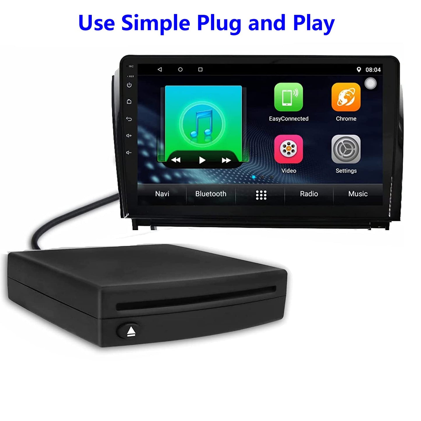 Xglysmyc Reproductor de CD universal USB externo para coche, reproductor de CD de vehículo para coche a través de conexión de radio USB, reproductor de CD portátil para navegación Android con puerto USB Plug and Play