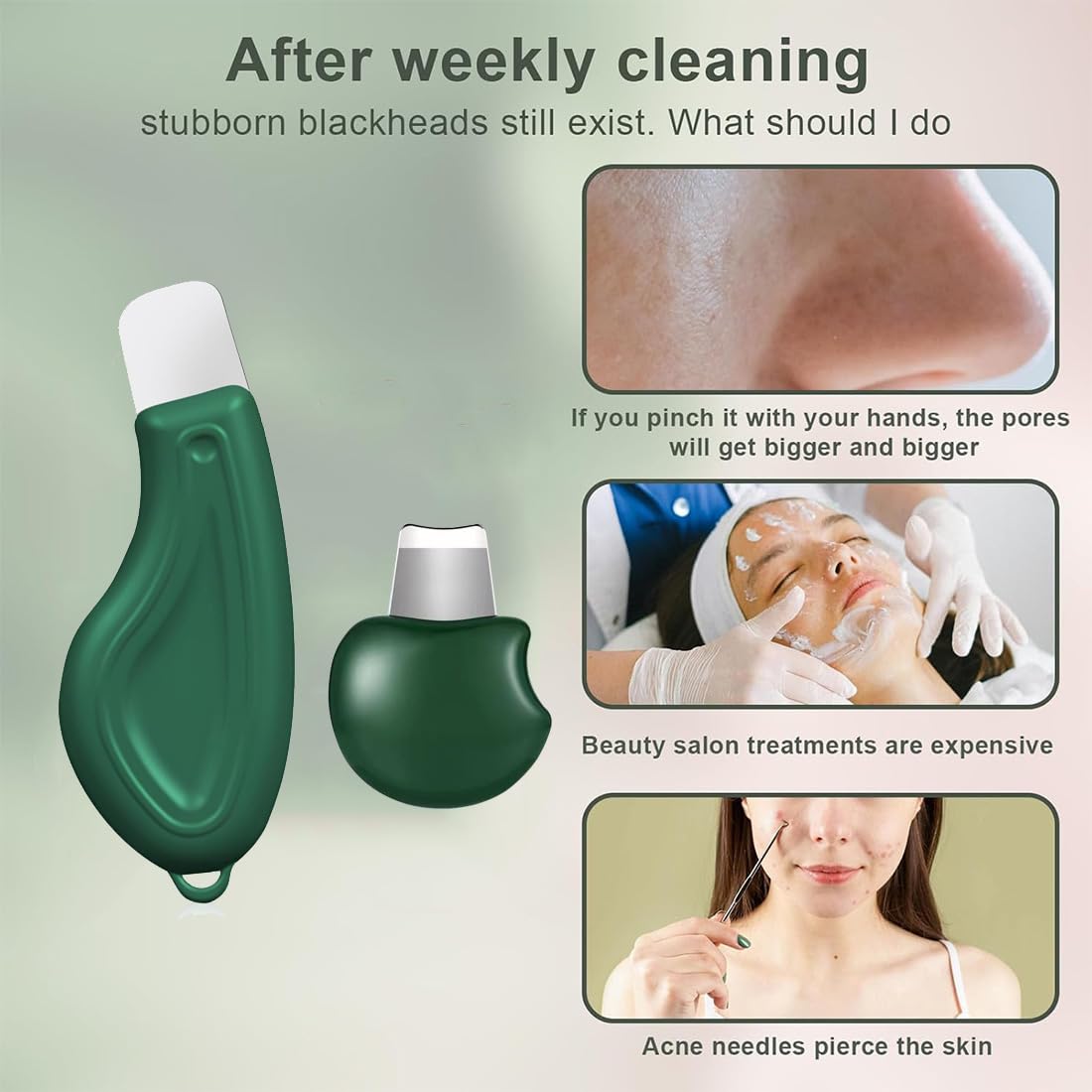 2 herramientas para eliminar puntos negros, rascador facial de silicona para limpieza profunda, espátula para la piel, limpiador de poros, raspador de espinillas, espátula de piel para hombres y