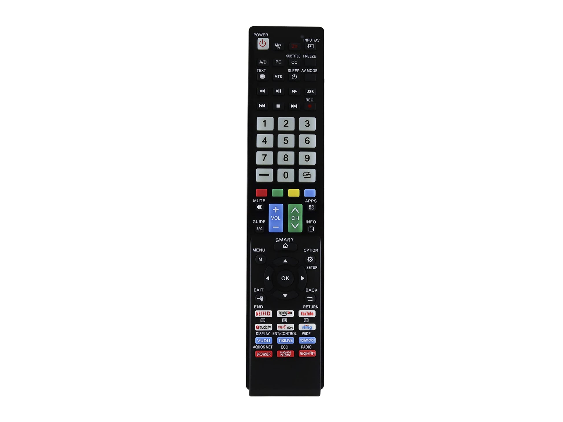 Control Remoto Universal para Pantallas Sharp/Smart TV/Led/Netflix/Youtube