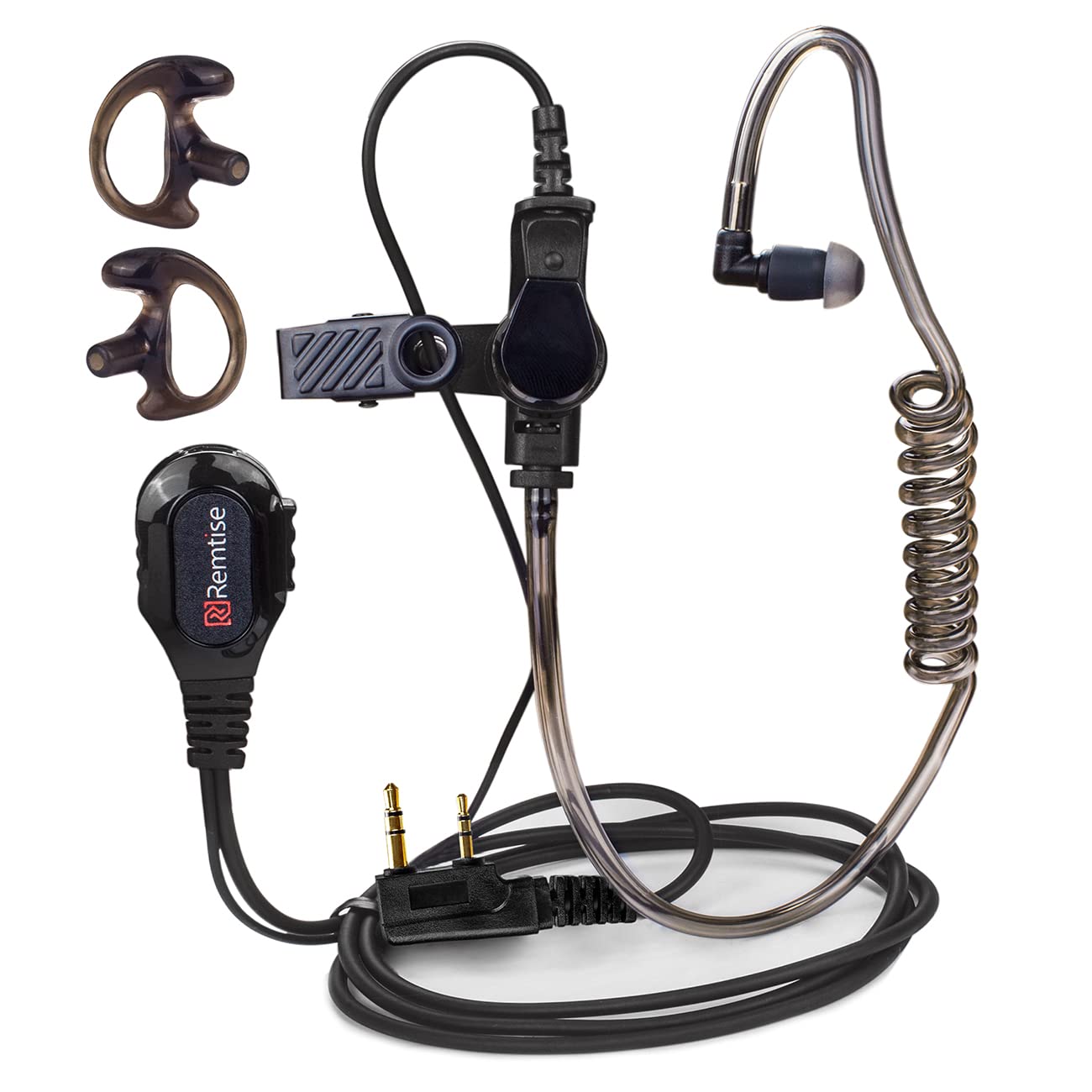 Covert - Auriculares acústicos de tubo con micrófono para Baofeng UV-5R Walkie Talkies, auriculares de vigilancia y PTT compatibles con marcas de radios de 2 vías Baofeng y Kenwood, Puxing, Wouxun
