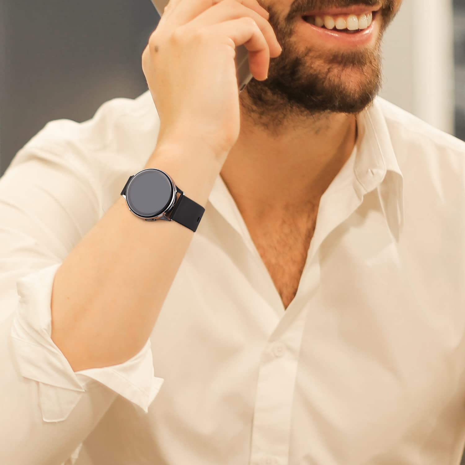 Correas de Silicona Ajustables para Samsung Galaxy Watch 4, Paquete de 4, Negro, Gris, Azul Marino, Blanco, para Mujer y Hombre