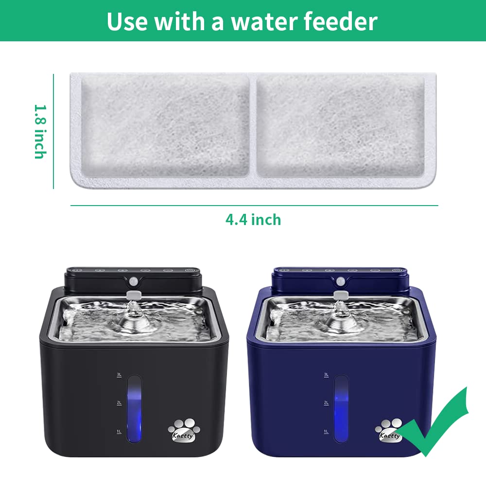 Kastty Paquete de 8 filtros de repuesto y filtros de bomba para fuente de agua de gato que funciona con pilas, hechos de carbón activado y algodón de polipropileno, grado alimenticio