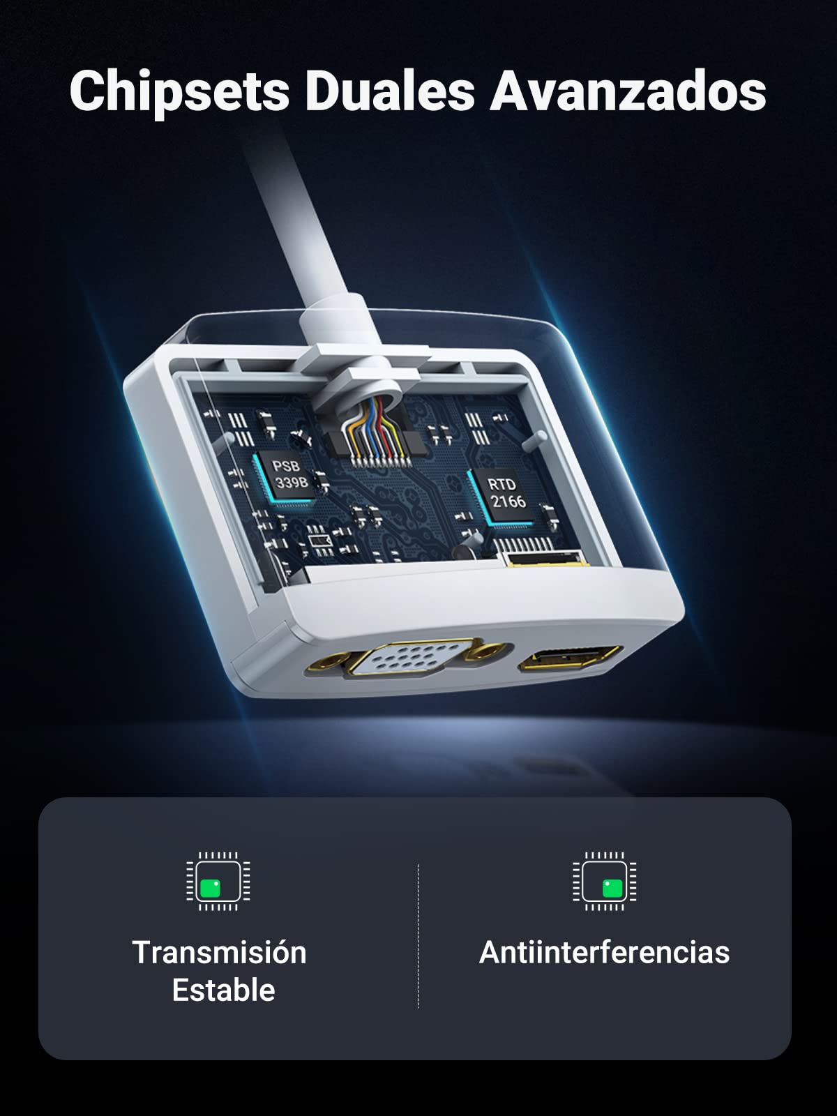 Adaptador Mini DisplayPort Thunderbolt UGREEN Blanco Alta Resolución para Macbook, iMac, Microsoft Surface Pro, Thinkpad X1 Carbon Touch Helix