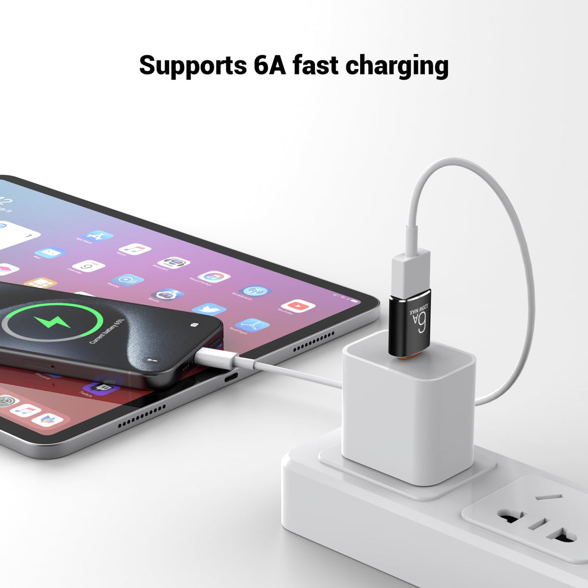 Adaptador USB C Pastall Negro de 10 Gbps y 120 W