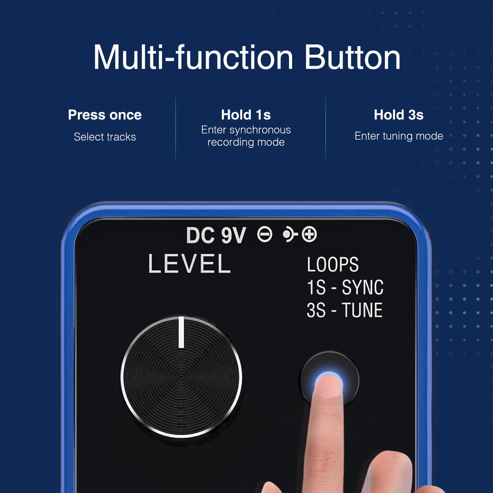 LEKATO - Pedal para guitarra eléctrica, pedal de bucle para guitarra eléctrica y bajo con función de sincronización y sintonizador, bucle de guitarra de triple efecto con visualización LED, overdubs