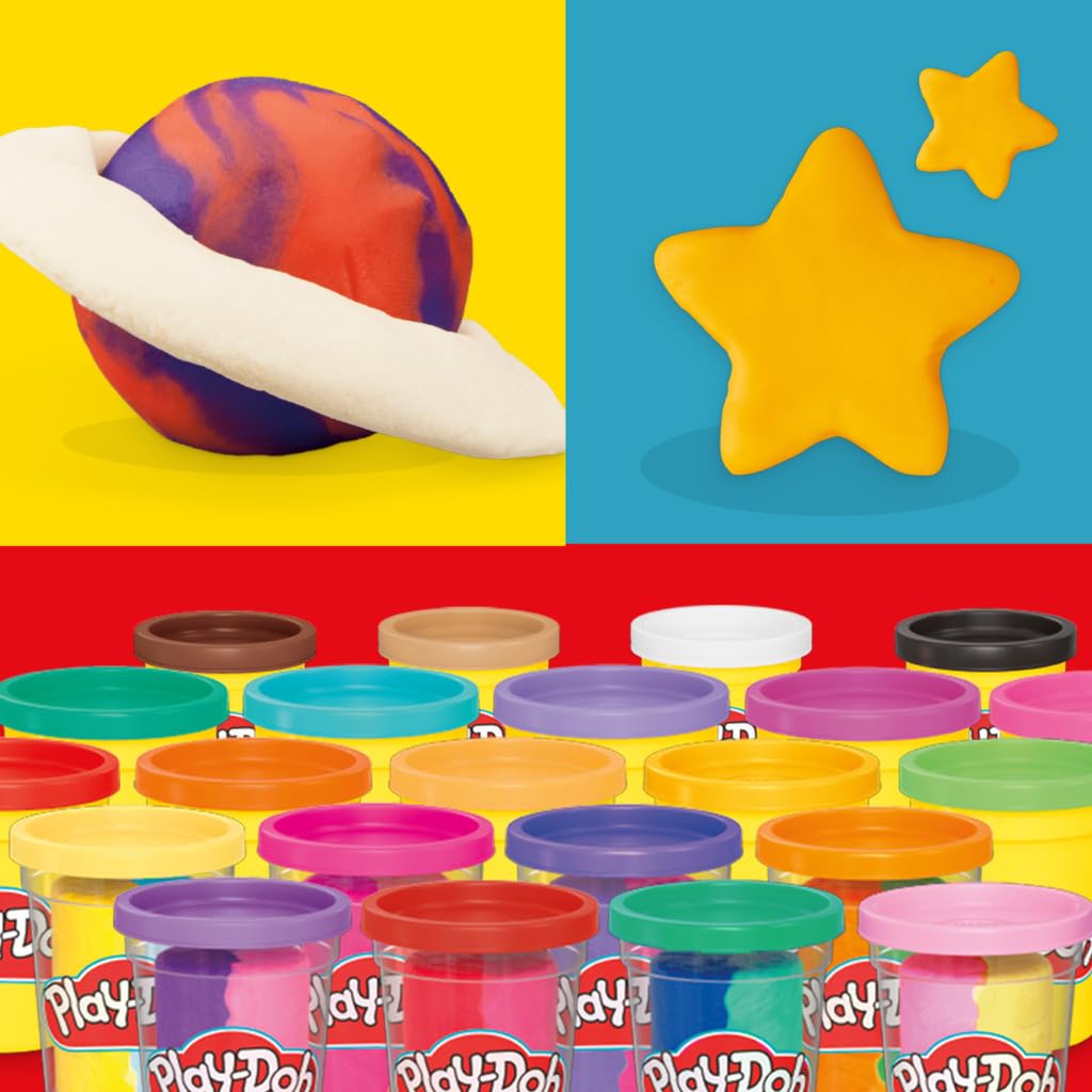 Súper Pack de Colores Play-Doh en Surtido Variado para Manualidades Infantiles 22 Latas de 57 y 113 Gramos para Juguetes Preescolares
