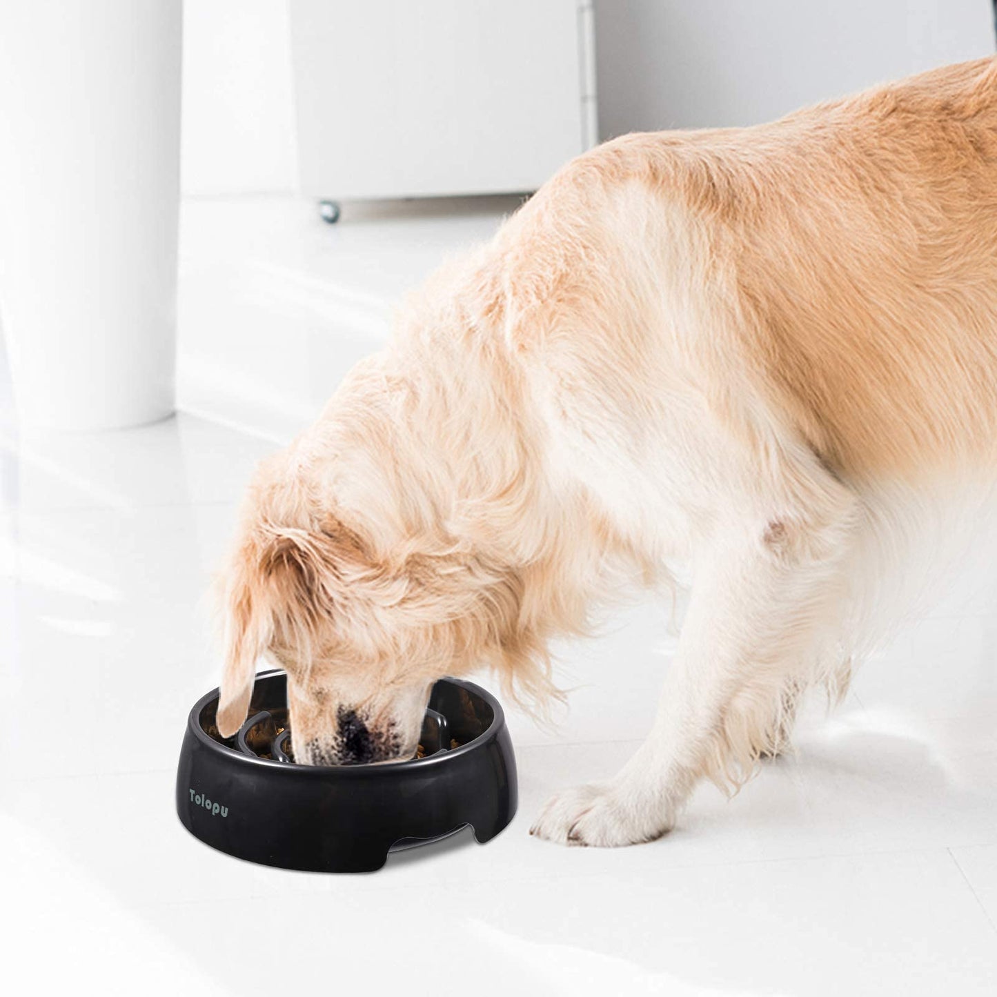 Cuencos Grandes de alimentación Lenta para Perros, Capacidad para 8 Tazas, Cuenco para Detener la hinchazón, antiasfixia, antigoteo y Divertido Cuenco de alimentación (Grande, Negro)