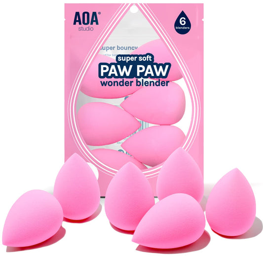 AOA STUDIO - Juego de 6 esponjas de maquillaje Collection Makeup, batidora de maquillaje sin látex y de alta definición para polvo, crema y líquido, supersuave, Wonder Blender Beauty Cosmetic
