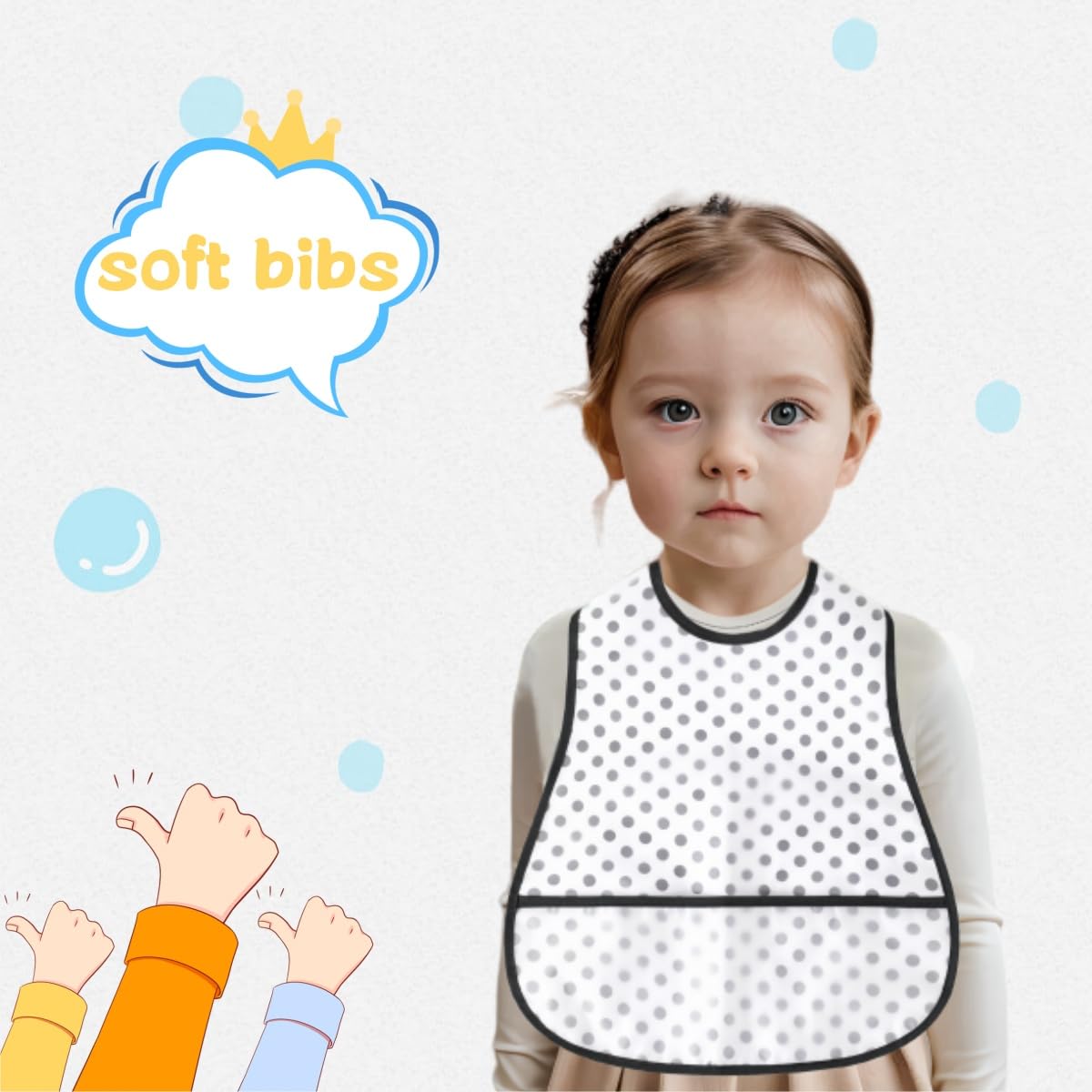 Babero impermeable para bebé, babero de alimentación con bolsillo para bebé, niño, niña, lavable de 6 a 44 m