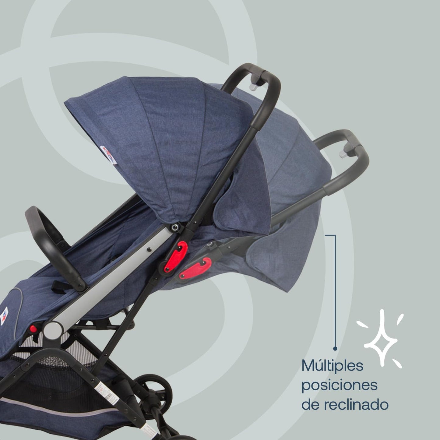 Bebesit Carriola para bebe Flex - Reclinable - Carriola de Baston Ligera con Cinturón de 5 puntos - Recién Nacidos a 4 Años o hasta 15 kilos - Compacta, Liviana y Plegable - Carriola de Viaje