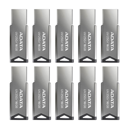 Kit Memoria Flash USB ADATA Plata Negro Compatibilidad Universal 10 Piezas