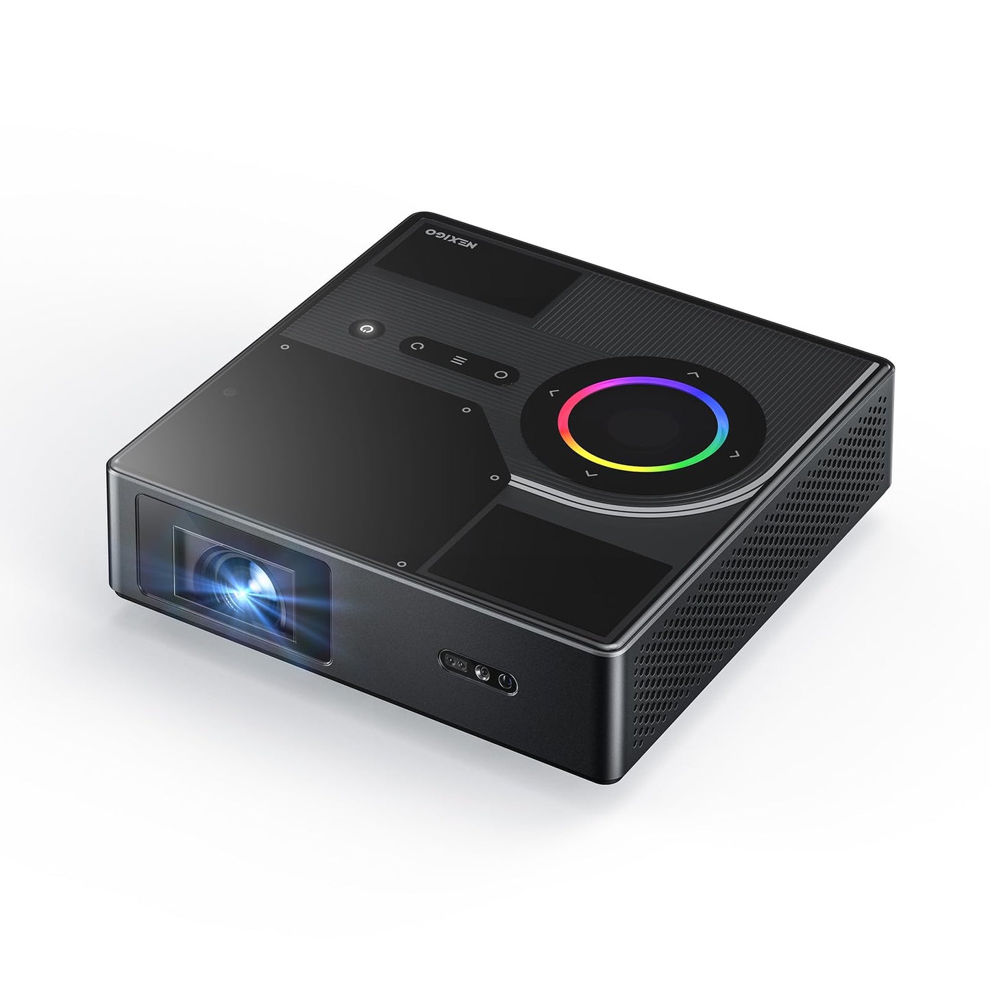 NexiGo Nova Mini, proyector láser portátil, Google TV con Netflix, 1080p FHD, 1200 lúmenes, Contraste de 15000:1 con SAE, 3D, configuración automática, Pantalla de 150", Dolby Audio de 8 W