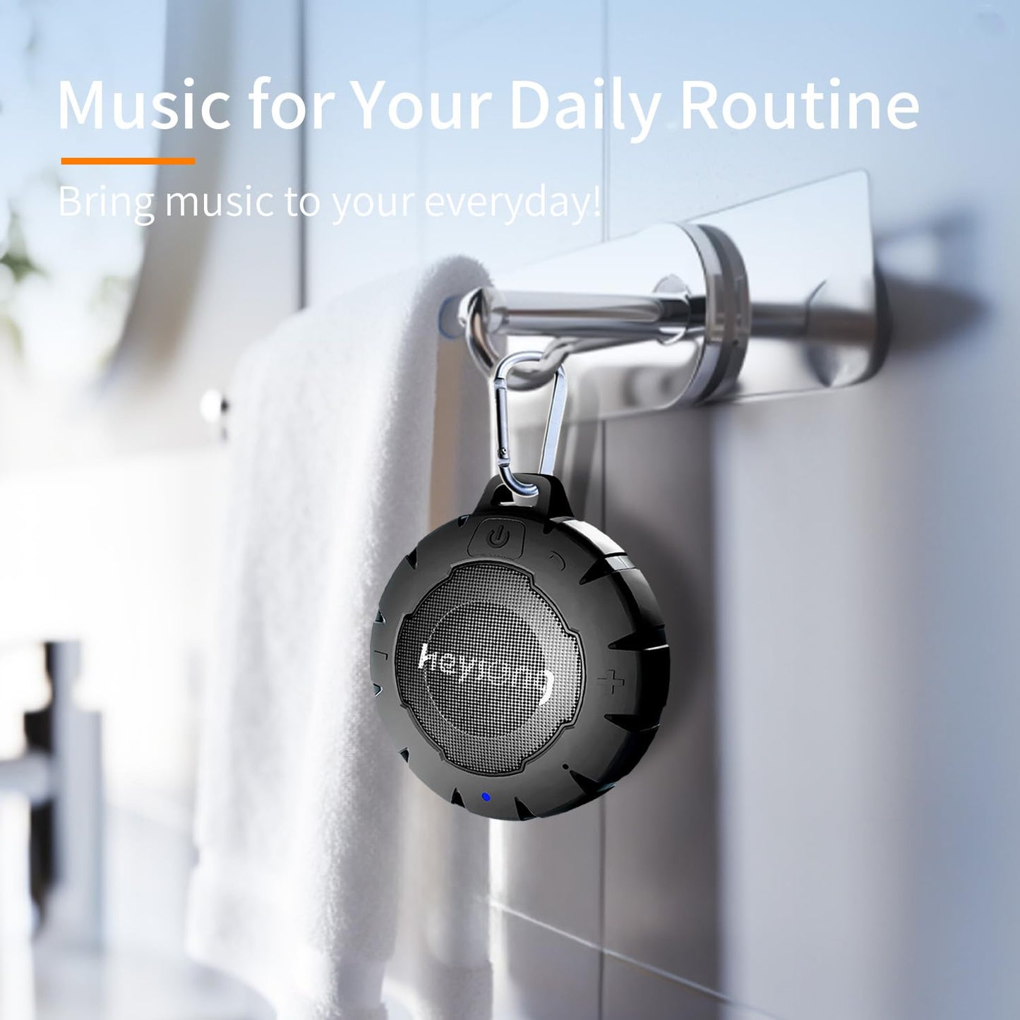 HEYSONG Bocina Bluetooth de Ducha, Altavoz portátil IPX7 Impermeable con Sonido estéreo Fuerte, Bocinas pequeño inalámbrico para baño, Bicicleta, niños