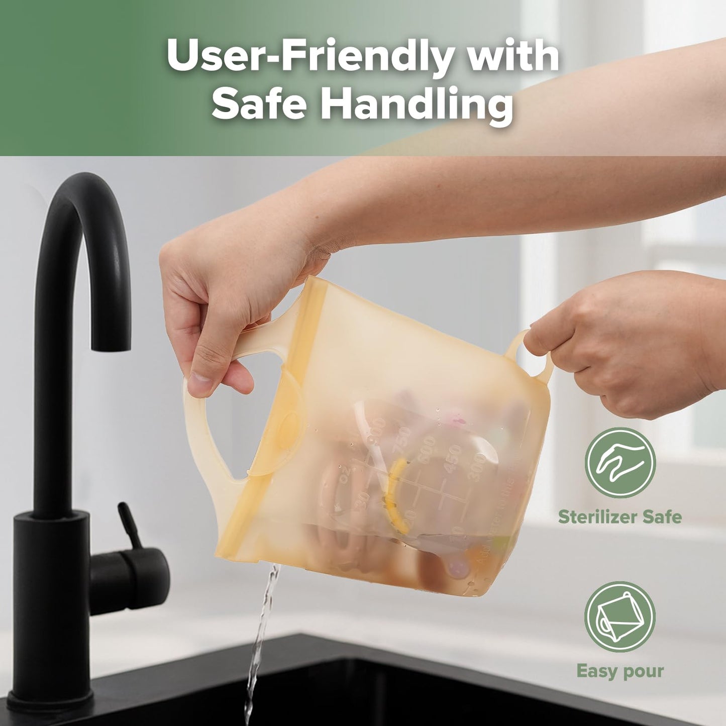 haakaa Bolsa De Silicona Reutilizable Para Vaporizador Y Esterilizador De Microondas, 30 Oz, Ideal Para Guardar Artículos Pequeños De Bebé, Chupetes, Mordedores O Vasos. Ideal Para El Hogar Y Para Lle