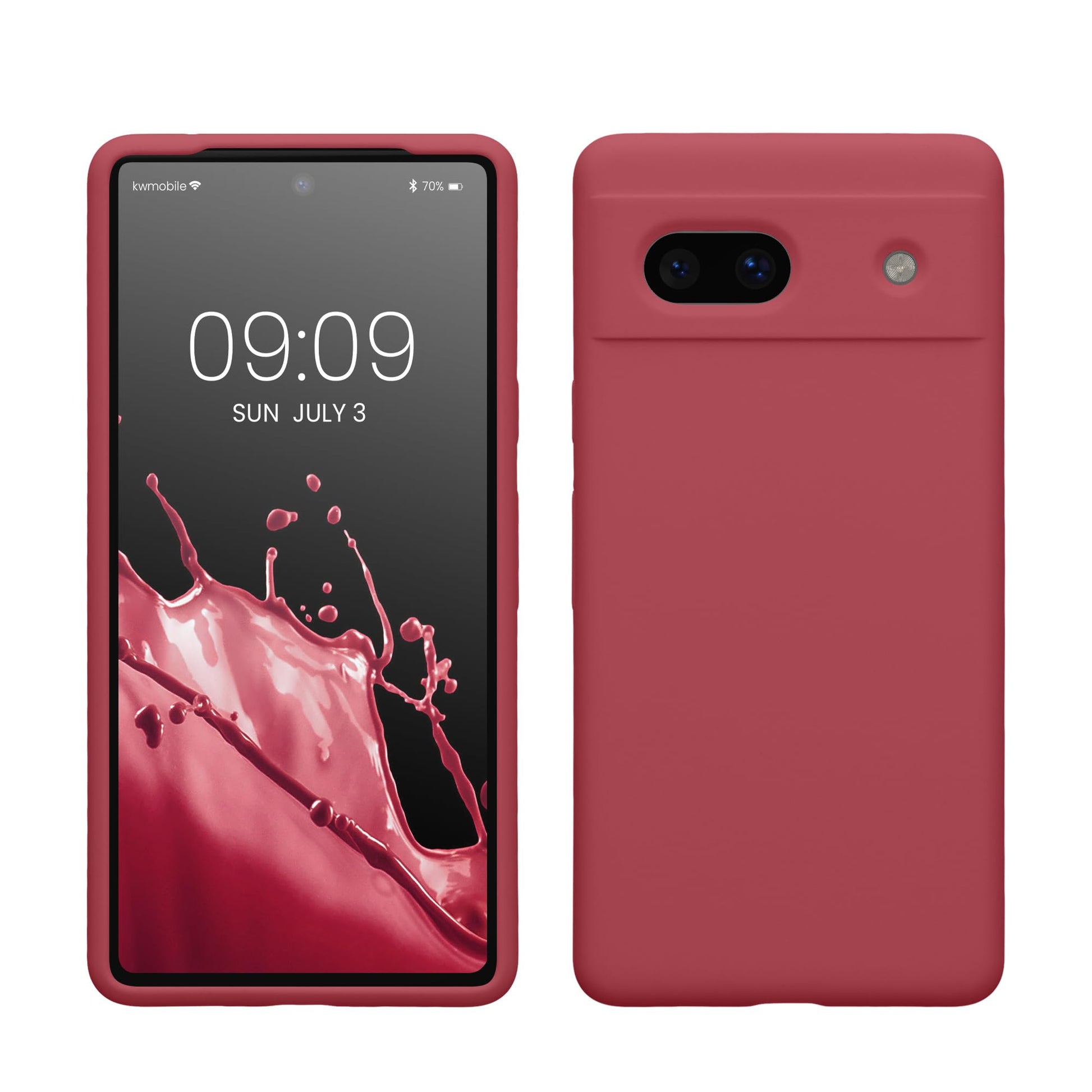 kwmobile Carcasa Compatible con Google Pixel 7a Funda - Case TPU y Silicona antigolpes - Apto Carga inalámbrica - Rosa Oscuro