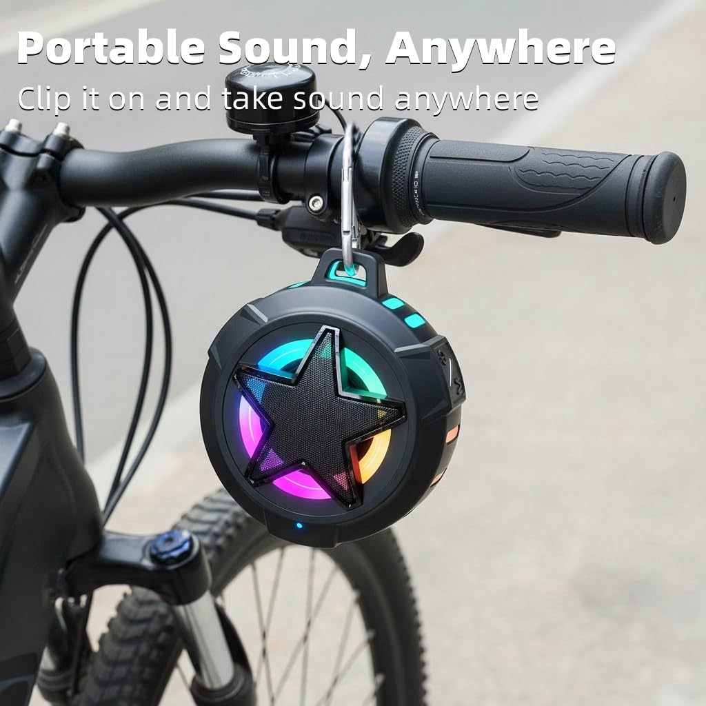 EBODA - Altavoz de ducha Bluetooth IP67 impermeable portátil, flotante, tarjeta TF, pequeño altavoz al aire última intervensión con luz LED para bicicleta, playa, tabla de remo, kayak, regalos para