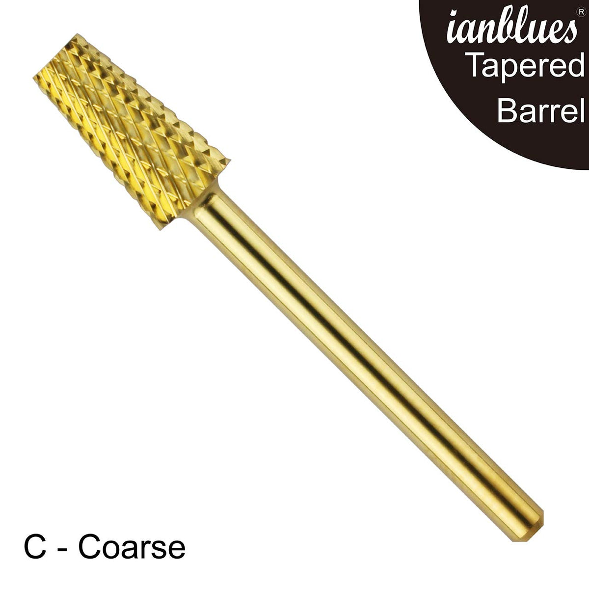 Taladro de Clavos de Carburo Ianblues Oro Barril Cónico para Máquina de Manicura