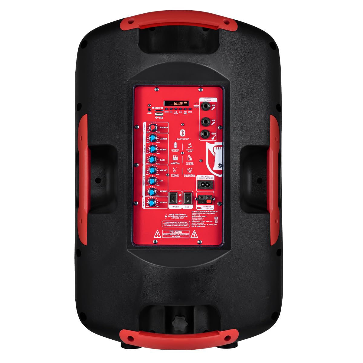 Kaiser Bocina Amplificada Inalámbrica con Micrófono Kit de Bocina Amplificada Inalámbrica Profesional 15" Pulgadas15.000 W PMPO con Bluetooth, Micrófono y Luz Multicolor MSA-7515MX