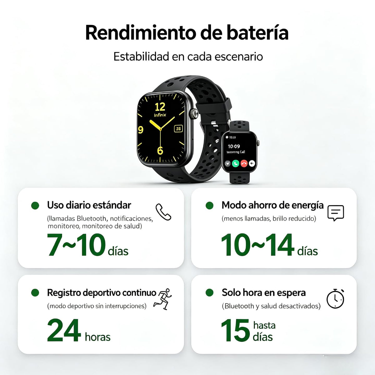 Smartwatch Infinix Xwatch H4 Negro con Llamadas Bluetooth 5.3 Pantalla 2.04'' LCD